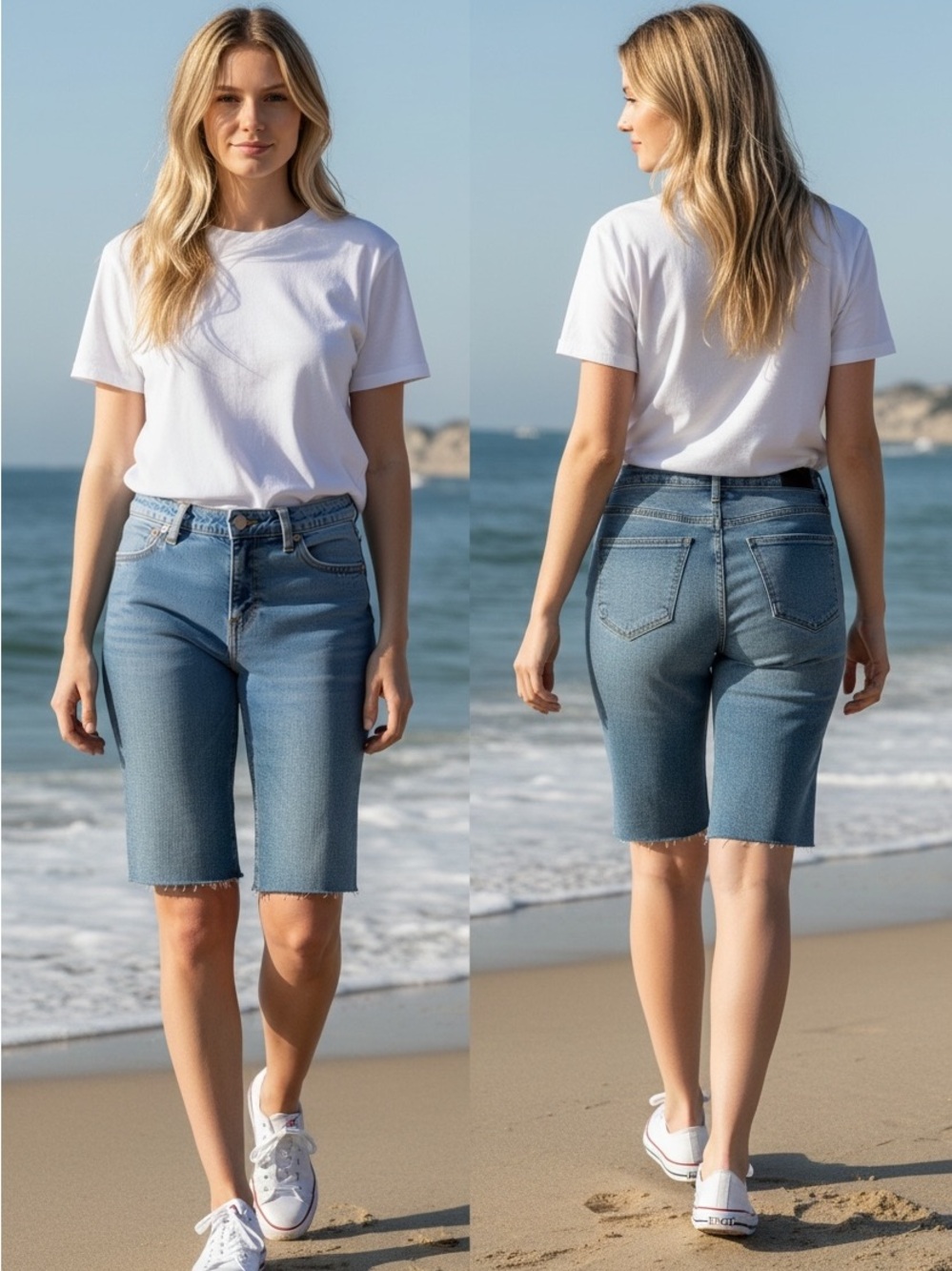 Fashion Nova Light Blue Denim Bermuda Jean Shorts